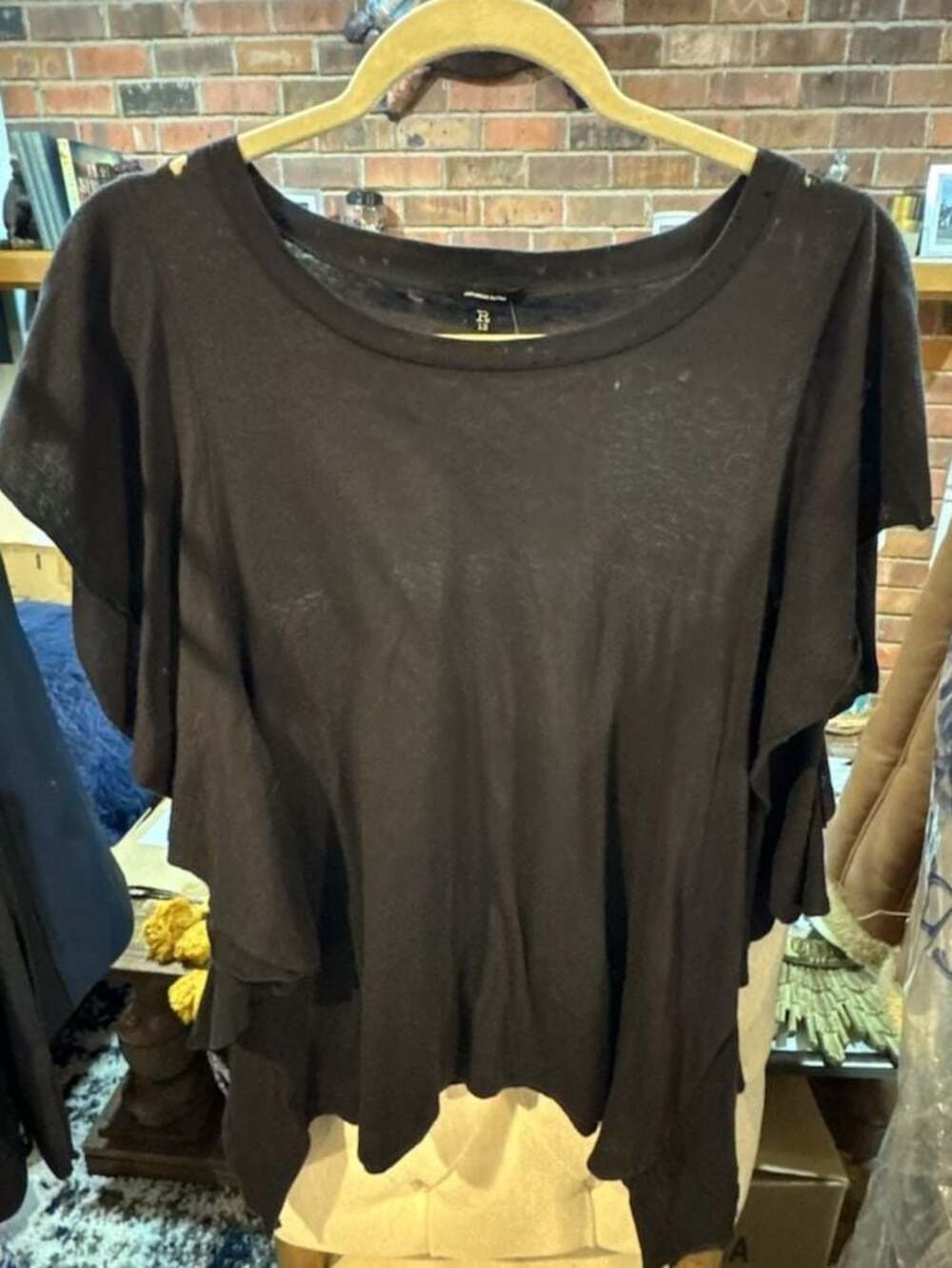 R13 Japanese Fabric Distressed Flutter Sleeve Top